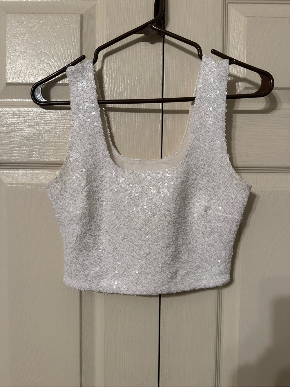 Commando White Sequin Crop Tank Top